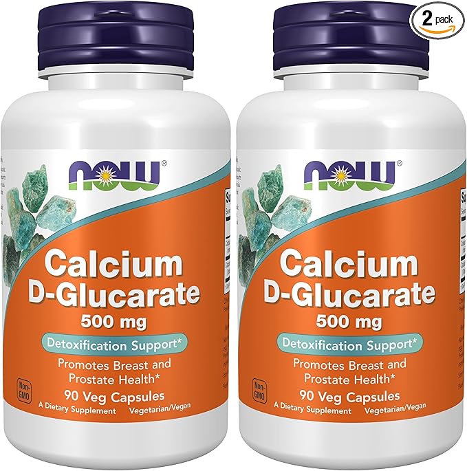 NOW Foods Supplements Calcium D-Glucarate 500 mg Detoxification Support* 90 Veg Capsules (Pack of 2)