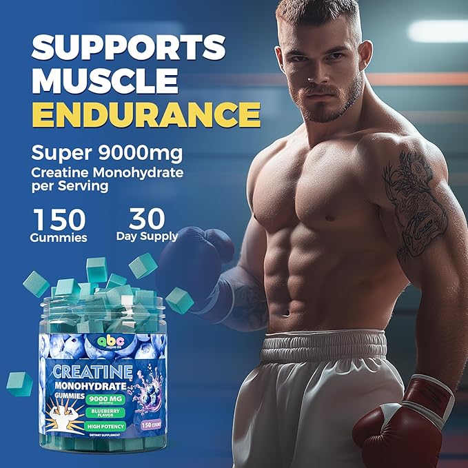 99.99% Creatine Monohydrate Gummies 9000mg for Men More 30% Strength
