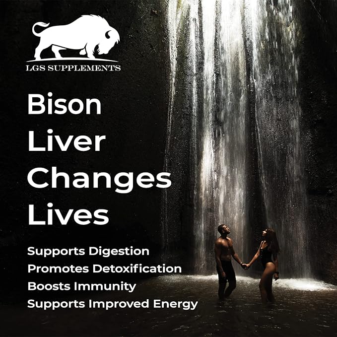 Grass Fed Bison Liver Capsules Supports Energy Production Detoxification Digestion Immunity Natural Iron Non-GMO Freeze Dried Liver Health Supplement 3000mg