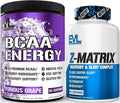Evlution ZMatrix Magnesium and Zinc Post Workout Supplement (60 Servings) Plus Replenishing BCAAs Amino Acids Powder for Pre &amp Post Workout (Grape 30 Servings)