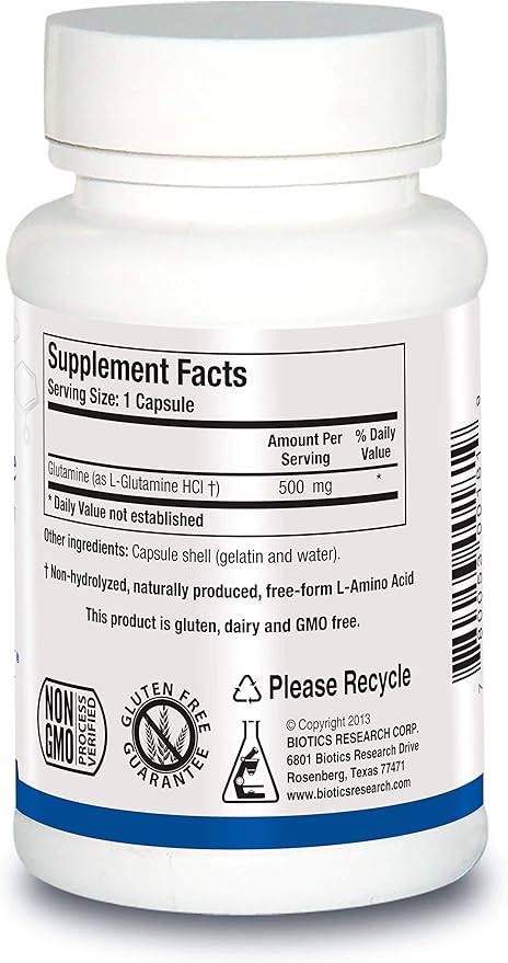 Biotics Research L Glutamine Gastrointestinal Health Gut Lining Support Optimal Muscle Support Lean Muscle Antioxidant Activity Free Form Amino Acid. 180 Capsules