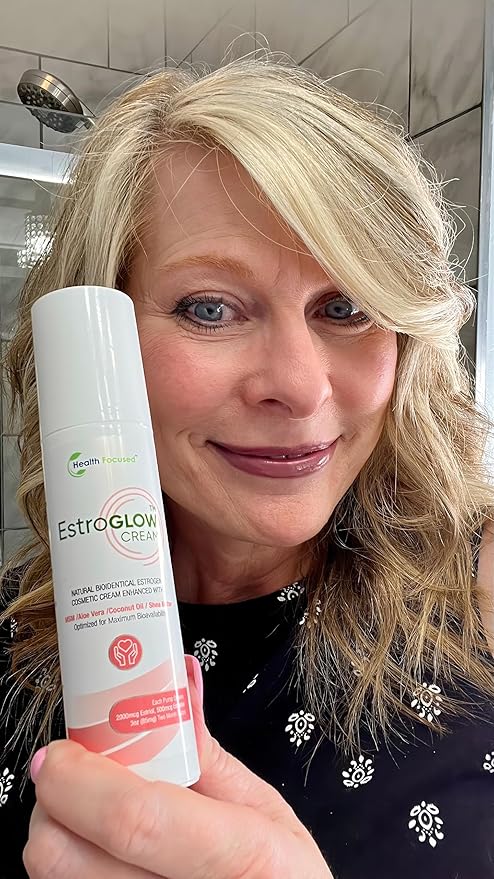 JJ Smith EstroGlow - Bioidentical Estrogen Cream for menopause &amp post-menopause relief. Targets hot flashes night sweats mood and skin hydration while supporting hormone balance - (3oz)
