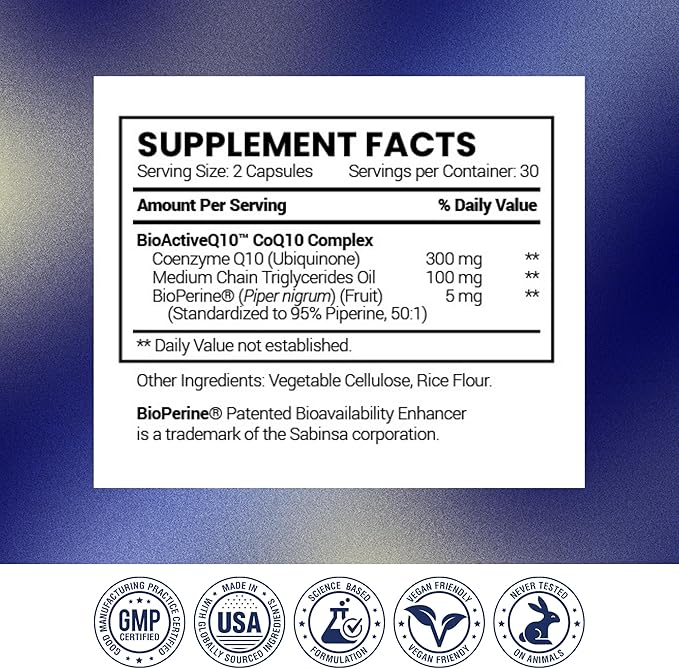 Research Verified CoQ10-100% Pure Extra Strength 300mg CoQ10 – Improved Absorption and Bioavailability with Bioperine - Boost Antioxidant Levels Improve Cardiovascular Health 360 Vegan Capsules
