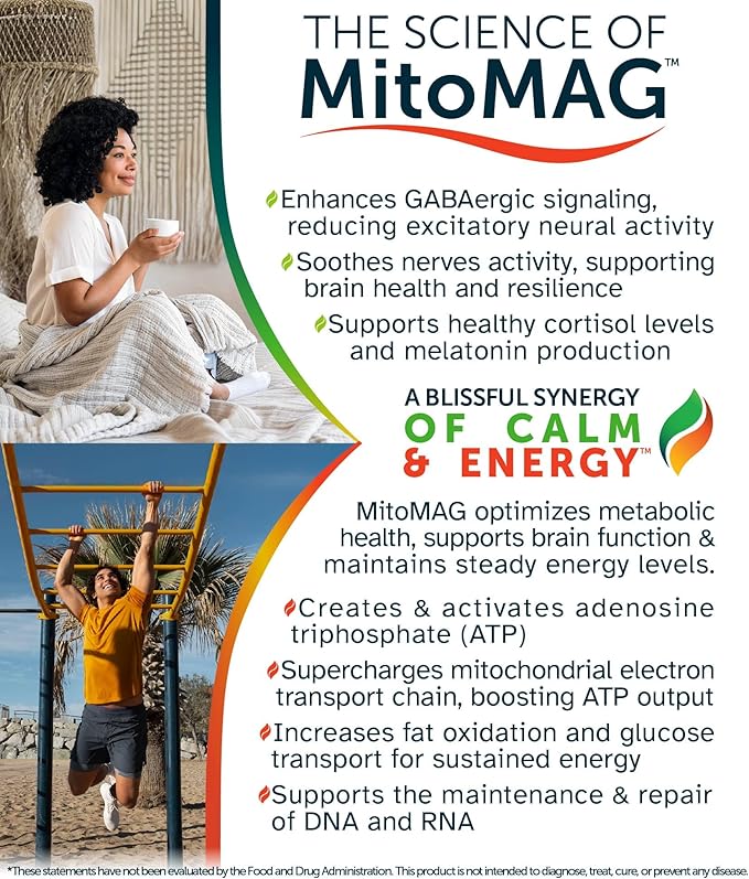 Blissful MitoMag – 300mg Elemental Magnesium Complex: Mg Glycinate Mg BHB - Sleep Muscles Mood Energy Cognitive Focus Calm – All Natural USA Made No Additives – 60 Vegan Capsules Supplement