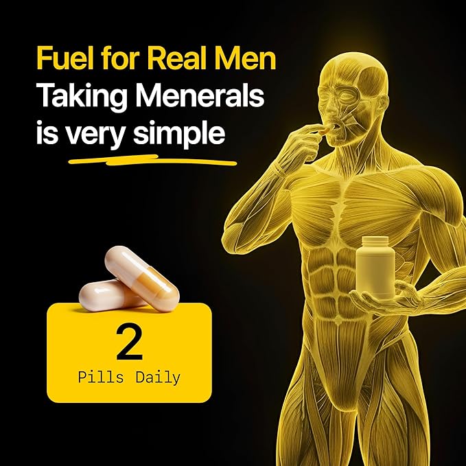 Menerals Mens Multivitamin – Powerful All in One Mineral Supplement for Men – Natural Trace Minerals with Fulvic Acid from Rich American Soil – Supports Daily Energy Vitality Focus and Mens Health