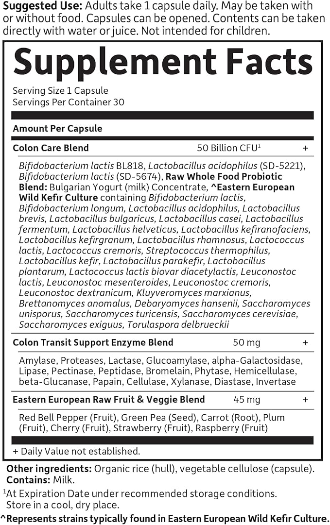 Garden of Life Probiotics for Women and Men - Raw Probiotics Colon Care 50 Billion CFU and Enzymes Shelf Stable Once Daily Acidophilus Probiotic for Regularity and Immune Health Support 30 Capsules