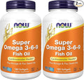 NOW Foods Supplements Super Omega 3-6-9 1200 mg with a Blend of Fish Borage and Flax Seed Oils 180 Softgels(Pack of 2)