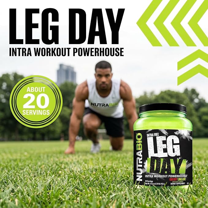 NutraBio Leg Day Intra Workout Powder – Advanced Carb Supplement with Cluster Dextrin &amp Electrolytes – Carb Powder with EAAs/BCAAs – Cyclic Dextrin for Performance – Cherry Lime 20 Servings
