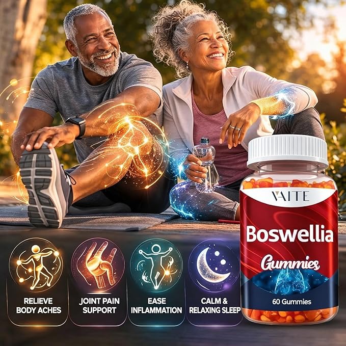 VAITE Boswellia Serrata Gummies 1200mg - Indian Frankincense Extract with Boswellic Acid Plant-Based Supplement Joint Support Health Formula Non-GMO Gluten-Free Sugar-Free 60 Chewables