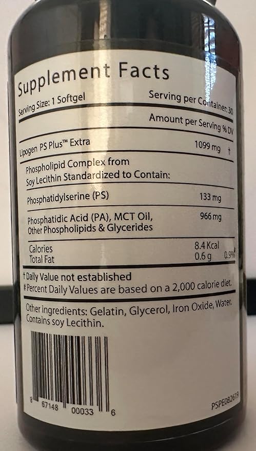 PS Plus Extra Brain Booster Supplement - 133mg Phosphatidylserine for Memory Focus Mental Energy &amp Cognitive Support - Premium Brain Health Formula – 30 Softgels