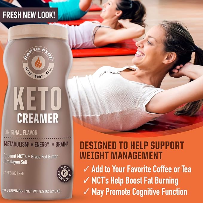 Rapid Fire Ketogenic Coffee Mix Caramel Macchiato with MCT Creamer Supports Metabolism Weight Loss Keto Diet 7.93 and 8.5 Ounces