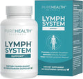 PUREHEALTH RESEARCH Lymph System Support - Lymphatic Drainage Supplement for Women &amp Men - Bromelain Echinacea Dandelion Burdock Root Lemon Powder Kelp Cleavers &amp More - 60 Capsules