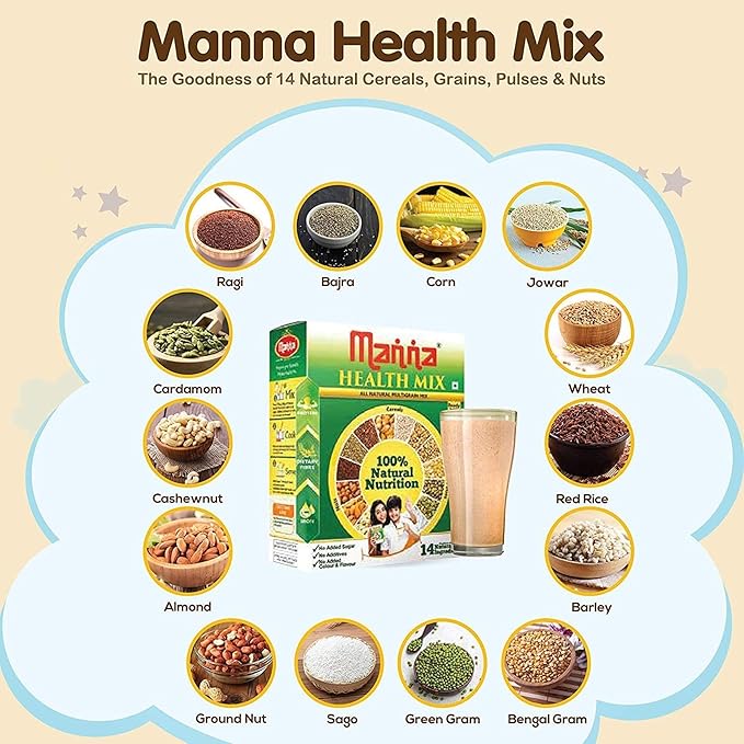 Manna Multigrains Health &amp Nutrition Drink - 500g (No Added Sugars &amp Preservatives)