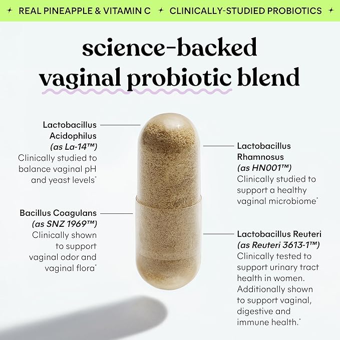 Lemme Purr Vaginal Probiotics for Women - Promotes pH Balance Healthy Vaginal Odor &amp Urinary Tract Health w/Lactobacillus Blend Clinically Tested Strains Pineapple &amp Vitamin C - 60 Veggie C
