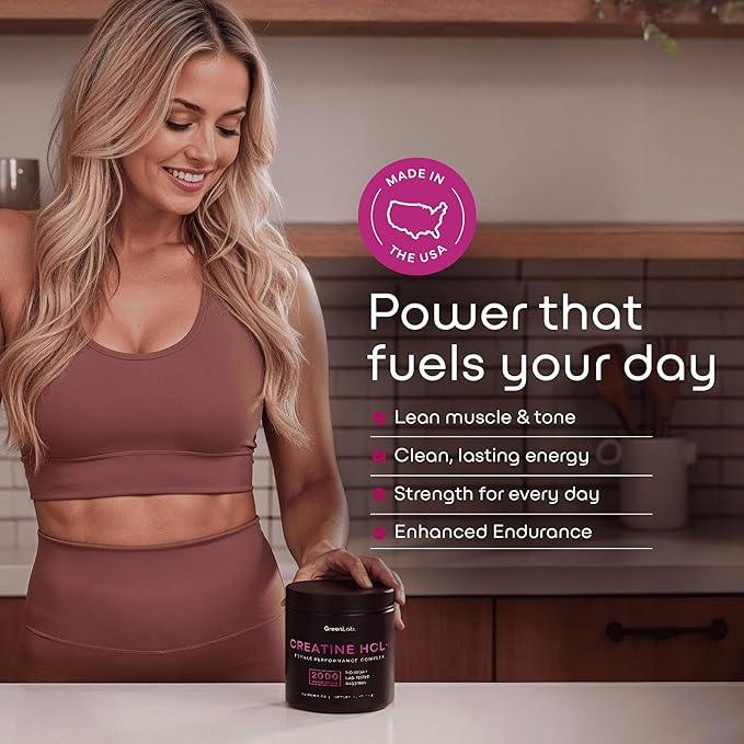 GreenLab Creatine HCL+ 2000mg Female Performance Complex – Sugar-Free Vegan Raspberry Flavor – Chewable Gummies for Women 90 Count