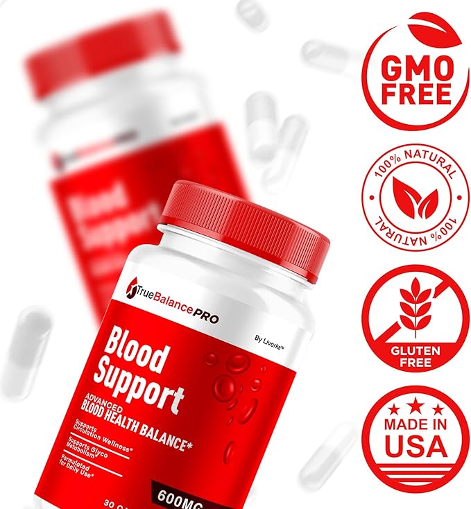 (2 Pack) True Balance Blood Support Pro Glycogen Capsules Maximum Strength TrueBalancePro Pills Supplement Multivitamin All Natural Advanced Formula Daily Health &amp Wellness 60 Capsules for 3 Mon