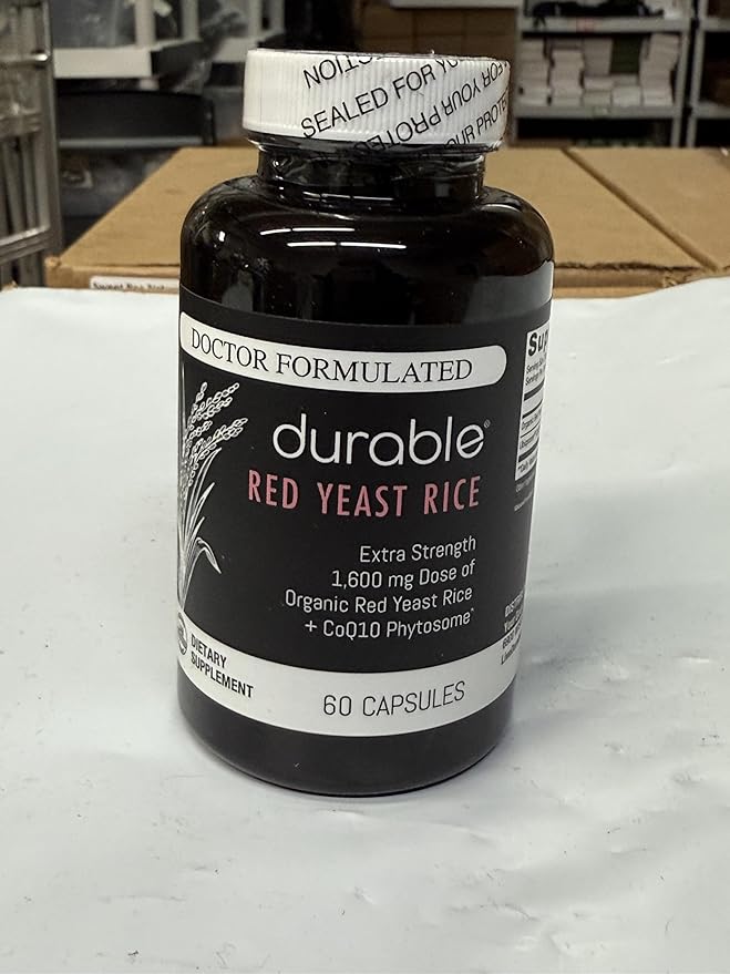 Durable RED Yeast Rice – Organic 1600 mg Extra Strength + CoQ10 Phytosome – Supports Healthy Cholesterol Heart Lipids &amp Circulation – Doctor Formulated Non-GMO Vegan Made in USA (180 Capsule