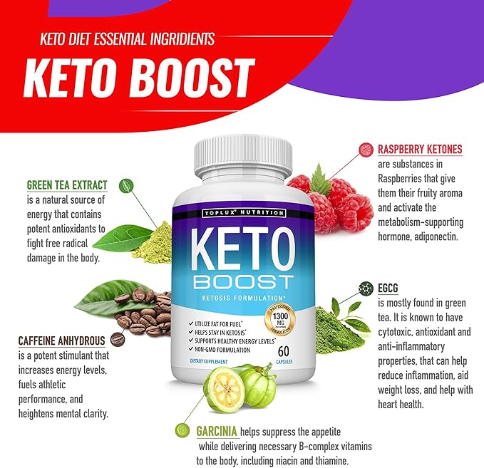 Keto Boost Diet Pills Ketosis Supplement - Natural Exogenous Keto Formula Support Energy &amp Focus Advanced Ketones for Ketogenic Diet for Men Women
