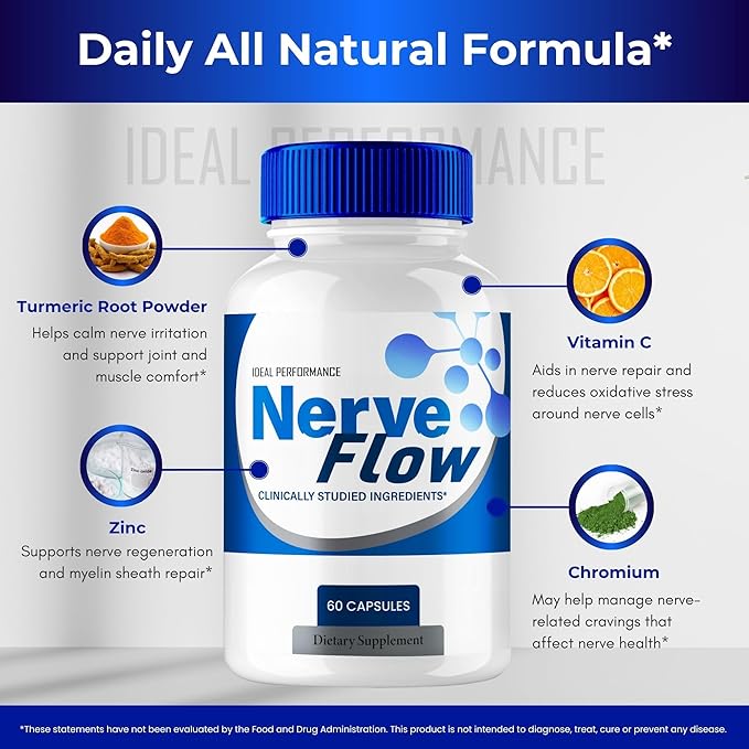 Nerve Flow for Neuropathy Supplements Nerve Flow Capsules Advanced Nerve Health Pills Extra Strength All Natural Healthy Circulation &amp Stable Levels Advanced NerveFlow Support Reviews (2 Pack)