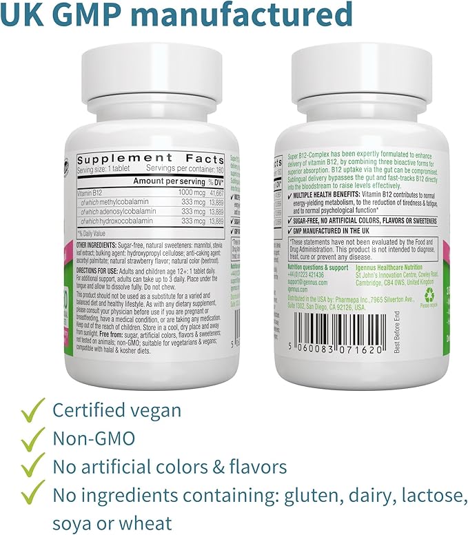Vegan Omega-3 + Super B12-Complex 1000mcg Vegan Bundle Sustainable EPA &amp DHA Algae Oil 1340mg + High Absorption Sublingual Vitamin B12 With Methylcobalamin Adenosylcobalamin &amp Hydroxocobalam