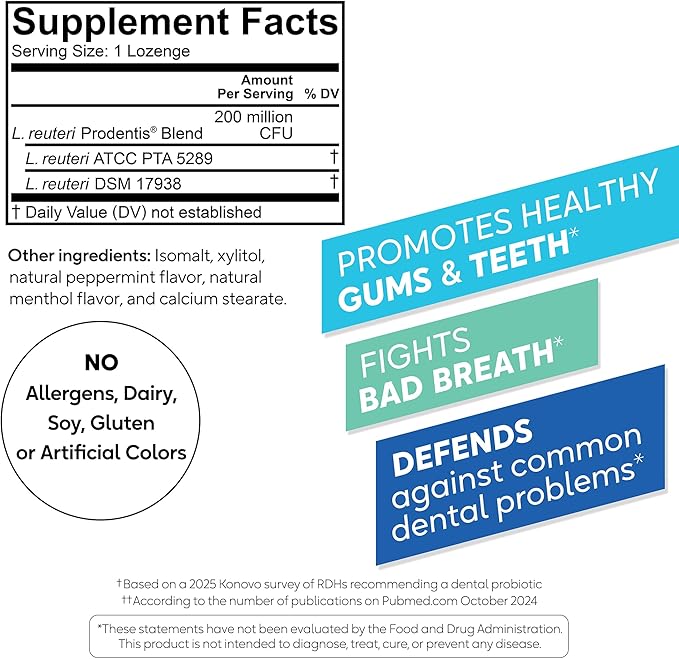 BioGaia Prodentis | Dental Probiotic Lozenges | Promotes Healthy Gums &amp Teeth | Defends Against Dental Problems | Replenishes Oral Microbiome | Improves Oral Health | Mint Flavor | Pack of 5