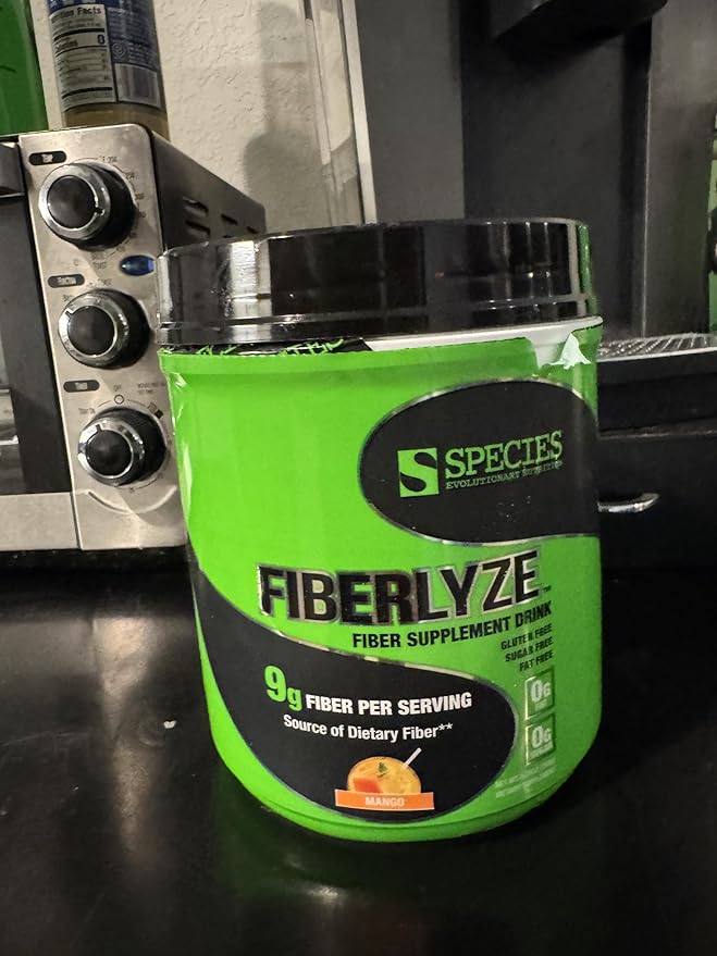 Species Nutrition Fiberlyze Fiber Supplement Psyllium Based Soluble &amp Insoluble Fiber Powder for Healthy Colon Digestive Functions (Mango 30 Servings)