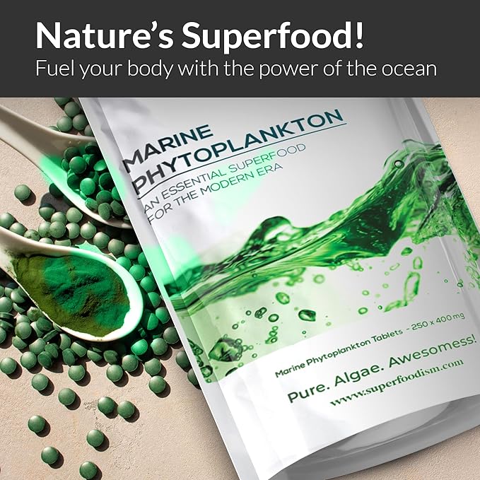 Marine Phytoplankton Supplement Superfood Rich in Omega-3 and Essential Nutrients (250 Tablets)