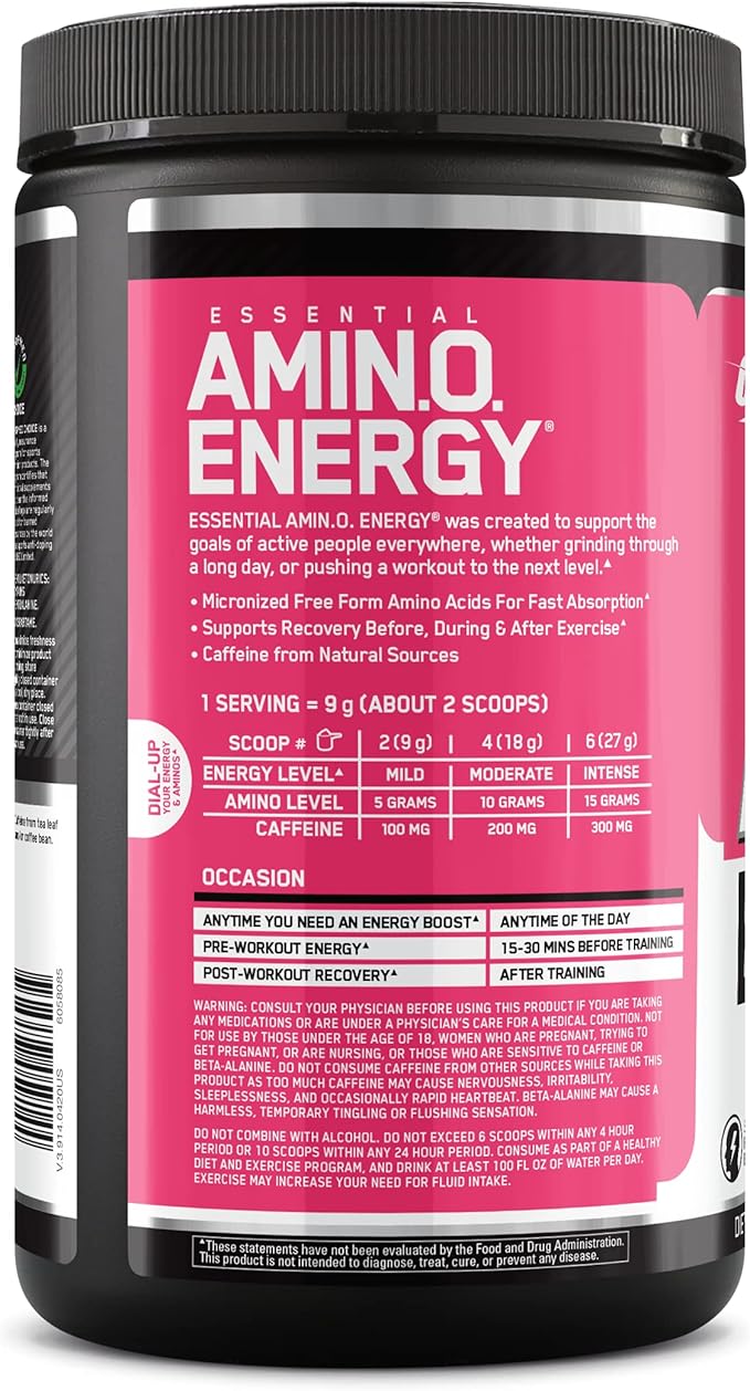Optimum Nutrition Amino Energy-Pre Workout with Green TeaBCAAAmino AcidsKeto FriendlyGreen Coffee ExtractEnergy Powder-Juicy Strawberry Burst9.5Ounce30 Servings(Pack of 6)(Packaging May Vary)