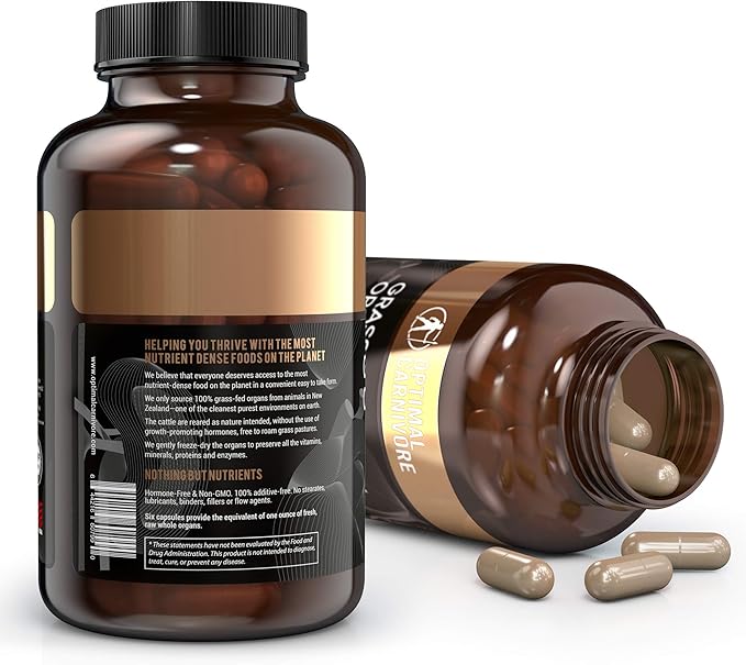 Beef Organ Supplement | 9-Organ Complex from Grass-Fed New Zealand Cattle | Whole-Food Multivitamin Alternative for Energy Digestion Immune &amp Brain Support | 30 Day Supply