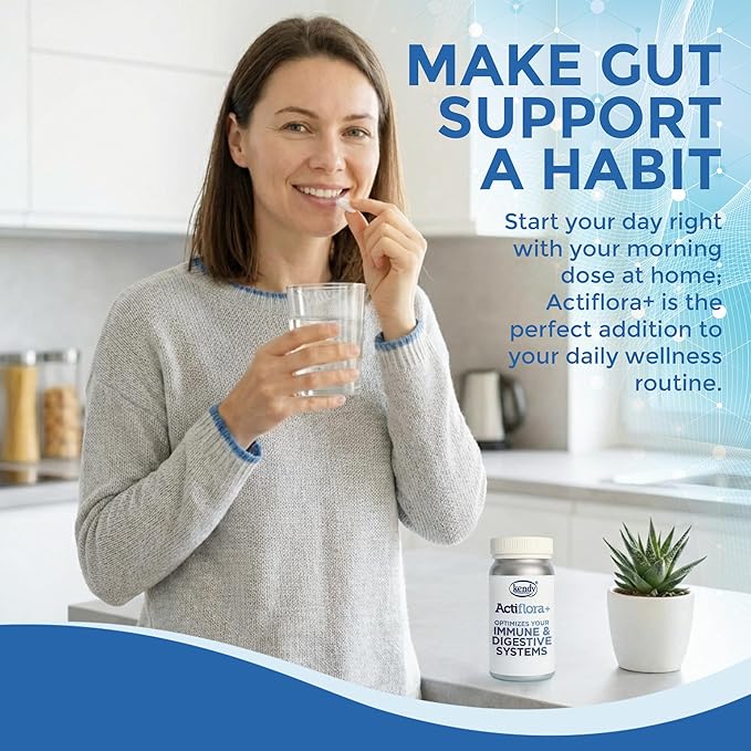 Kendy Actiflora Probiotic + Prebiotic &amp Synbiotic Capsules – Advanced Formula w/L. bulgaricus for Digestive Health &amp Gut Balance – 45 Billion CFU Daily Supplement - 300 Capsules (3 Packs)