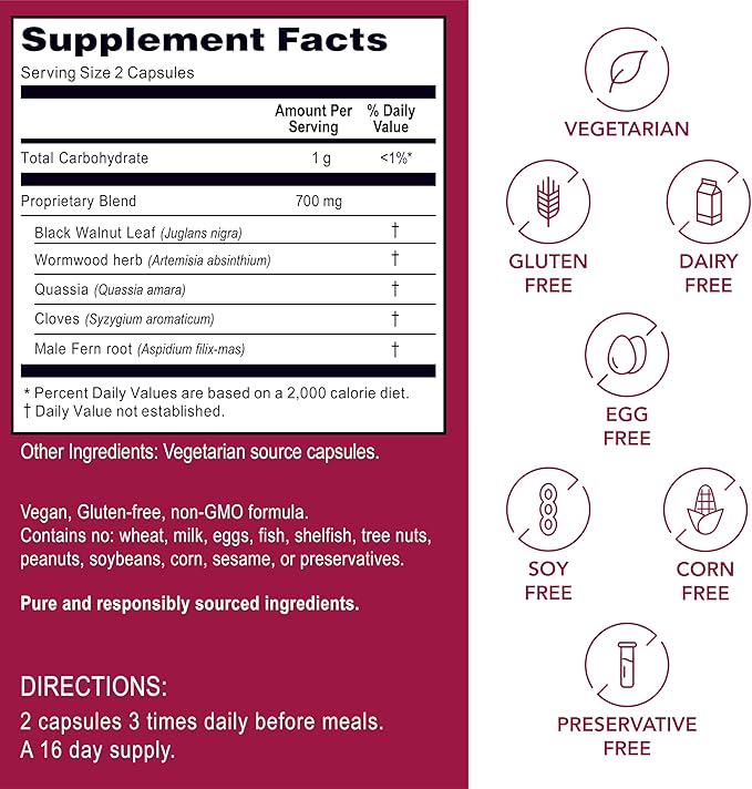 Kroeger Herb Products Wormwood Herb Supplement Kit Black Walnut Clove Quassia Worm Wood Detox Cleanse - Capsules Non-GMO Gluten Free No Preservatives or Fillers Made in USA