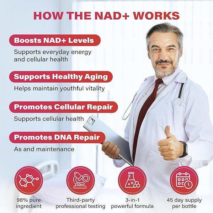 NAD+ 1000mg Liquid Packets Supplement - Premium Nicotinamide Riboside &amp Resveratrol for Cellular EnergyAdvanced NAD Booster for Men &amp Women (90 Pocket)