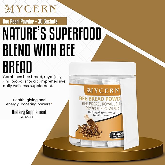 Bee Bread Powder–Superfood Smoothie Additive with Bee Bread Propolis &amp Royal Jelly–Immune Support Supplement with Antioxidants &amp Energy Nutrients–30 Sachets–Gluten Free–Made in Latvia