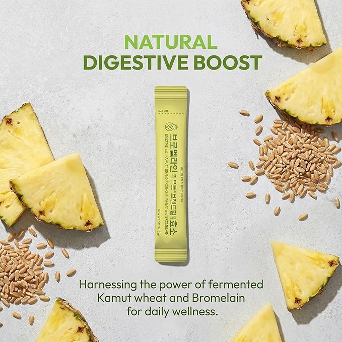 Digestive Enzymes with Kamut Khorasan Wheat &amp Bromelain Advanced Enzyme Blend for Gluten &amp Casein Digestion Bloating &amp Gas Relief Gut Health Support On-The-Go Stick Packs 3g x 30 Packe