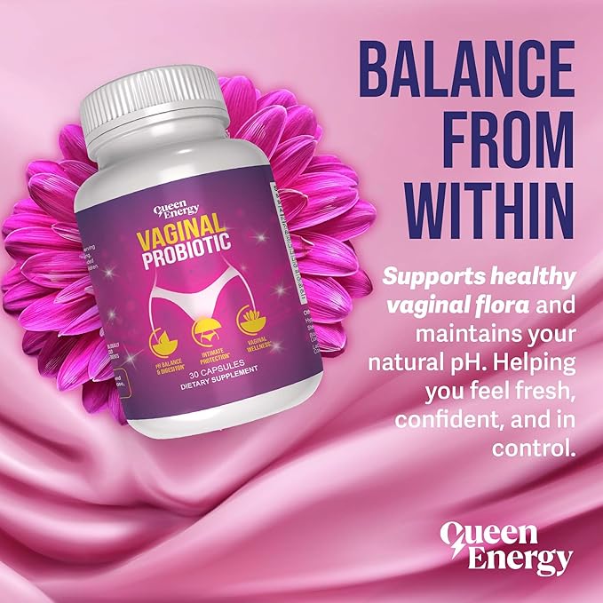 Queen Energy Vaginal Probiotic – Supports pH Balance Odor Control &amp Digestive Health – 30 Capsules