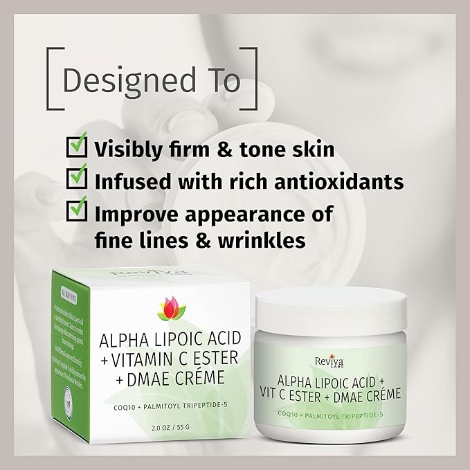 Reviva Labs Alpha Lipoic Acid Vitamin C Ester and DMAE Cream -- 2 oz