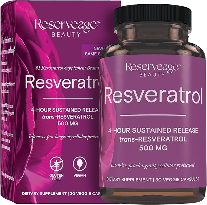 Reserveage Beauty Resveratrol 500 mg Antioxidant Supplement for Heart and Cellular Health Supports Healthy Aging and Immune System Paleo Keto 60 Capsules
