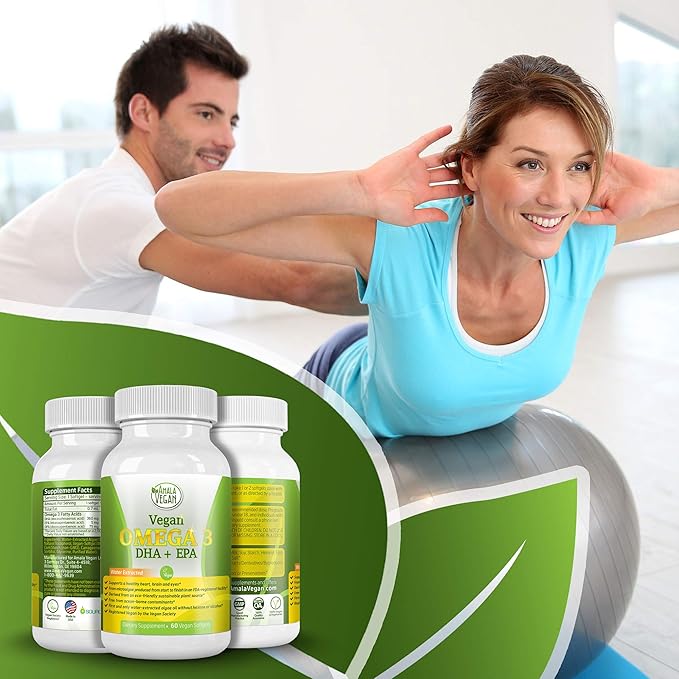 POTENT VEGAN OMEGA 3 Supplement: Better Than Fish Oil! Plant Based Water Extracted Algae Oil- DHA EPA DPA Fatty Acids- Non GMO- Improve Immune System Joint Heart Skin &amp Brain Health- 2 Month Su