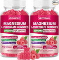 2 Pack Magnesium L-Threonate Gummies - 2000mg for Brain Muscle &amp Nervous System Support. Sugar-Free Raspberry Flavor 120 Count for Kids &amp Adults