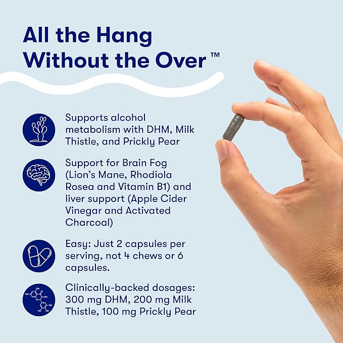 Flyby Recovery Supplement - All The Hang Without The Over!™ - with DHM Milk Thistle Vitamin C Activated Charcoal and Apple Cider Vinegar - Pre &amp Post Drinking Formula (240 Count)