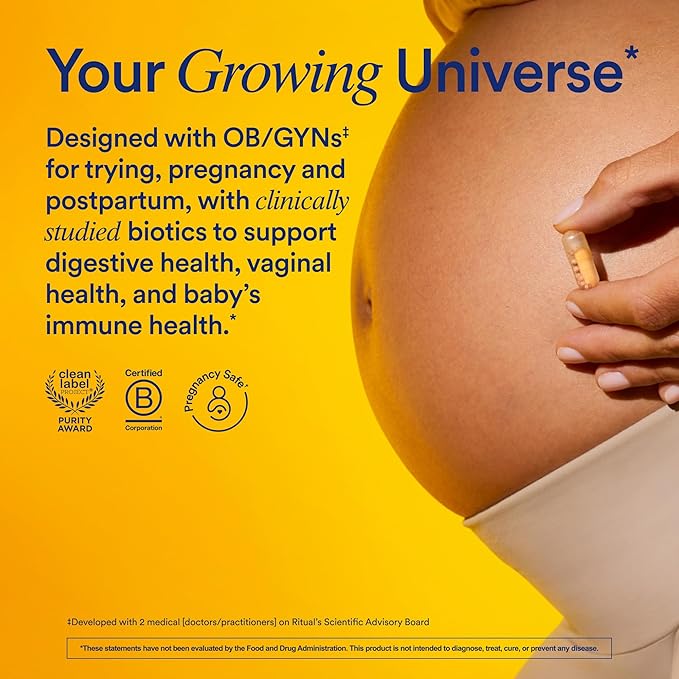 Ritual Prenatal Probiotics For Women - Support Microbiome Gut Digestive Vaginal and Baby’s Immune Health** - Natalbiotic For TTC Pregnancy Postpartum - Vegan - Citrus - 30 Capsules - 30 Servings