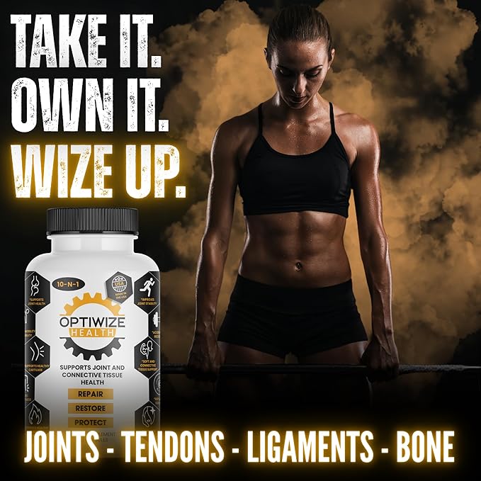 OptiWize 10-N-1 Joint Support Hydrolyzed CollagenMSM Hyaluronic Acid GlucosamineChondroitin &amp More- Targets Joint Discomfort Improves Mobility &amp Flexibility 320 Caps for Men &amp Women M