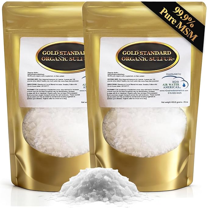 Gold Standard Organic Sulfur Crystals 2lb - 99.9% Pure MSM Crystals - High-Purity MSM Supplement Powder - Large Granular Flakes - 3rd Party Tested for Purity