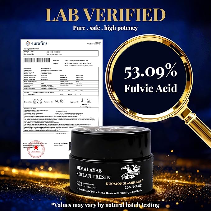 Himalayas Shilajit Resin - Pure Golden Grade | 100% Natural with 85+ Trace Minerals | Energy Boost &amp Immune Support for Men &amp Women | Lab Tested | 20g 100 Servings