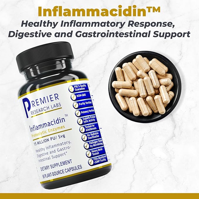 Premier Research Labs Inflammacidin - Digestive Enzymes Papain from Papaya and Bromelain Enzymes for Digestion Plant Enzymes for Women &amp Men Vegan Friendly - 90 Vegetarian Capsules