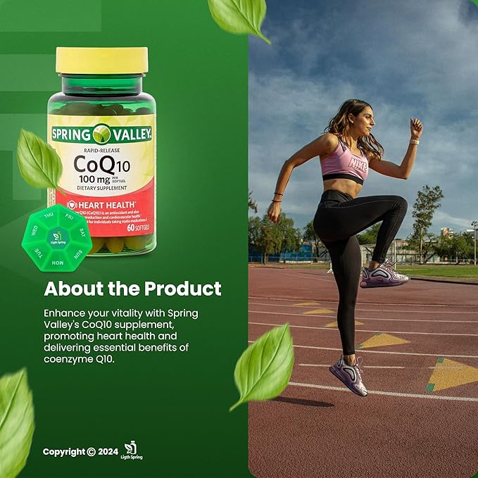 Rapid-Release CoQ10 100 mg 60 Softgels with Bundle Exclusive Vitamins &amp Minerals - A to Z - Better Ligth&ampSpring Guide + Weekly Pill Organizer (3 Items)