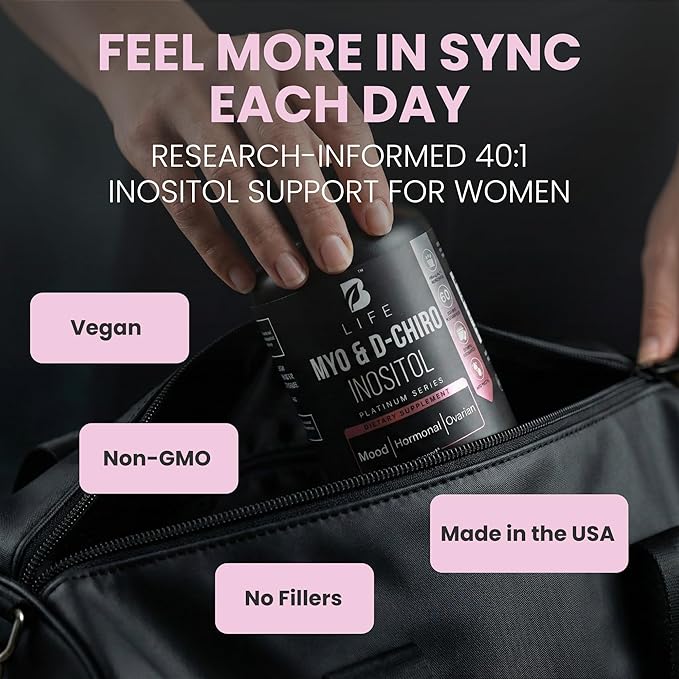Myo-Inositol &amp D-Chiro Inositol 40:1 for Women | I Inositol Supplement for Women | Hormone Balance Fertility &amp Cycle | Vitamin B8 Insulin &amp Flo Ovarian Support | 240 Caps