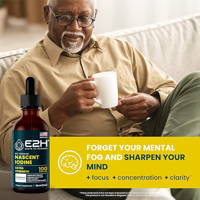 E2H Vegan Liquid Iodine - Thyroid Support and Cognitive Function - Boost Your Metabolism and Energy Levels - Vegan - Non-GMO (3 Bottles)