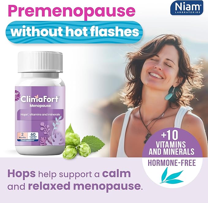 Climafort 60 Day Supply | Menopause Relief Pills | Natural Relief for Hot Flashes Night Sweats Mood Swings &amp Hormone Balance | Hops Vitamins and Minerals | 1 Capsule Daily