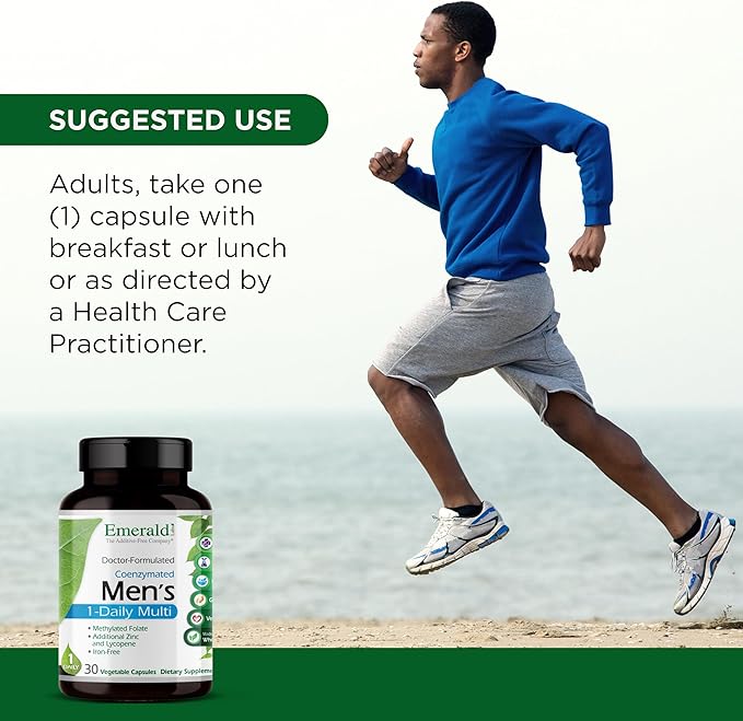 EMERALD LABS Men's 1 Daily Multi - Additive-Free Men's Multivitamin - Includes Lycopene Zinc Vitamin D3 &amp More - Supports Bones Prostate &amp Vision* - 30 Vegetable Capsules